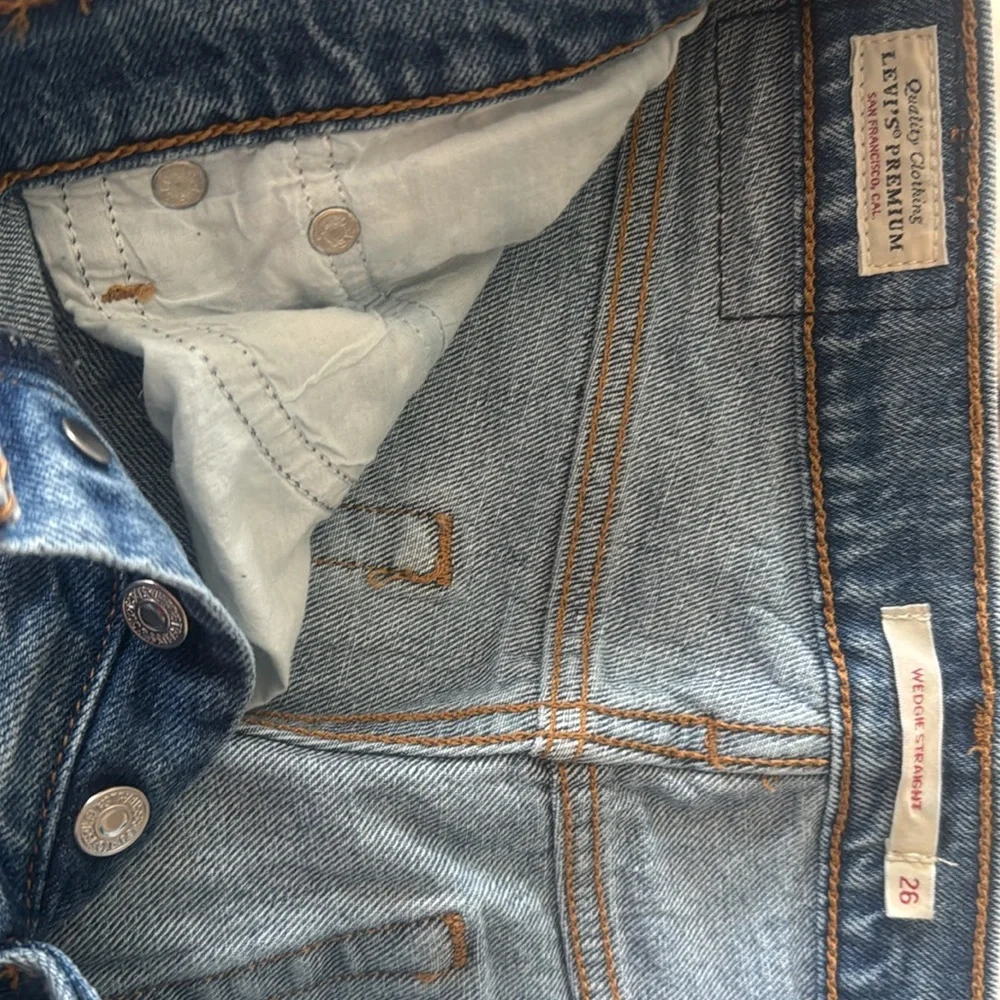 LEVI’s button fly wedgie straight denim blue jeans - Picture 6 of 6